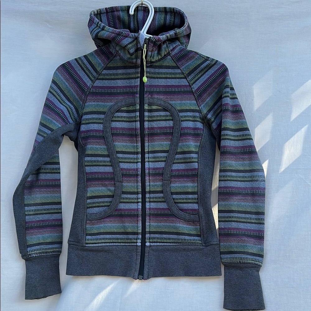 Lululemon Striped Gray Multicolor Scuba Hoodie